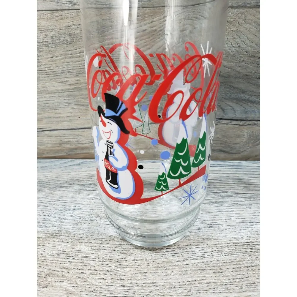 Coca Cola Polar Bear Snowman Winter Drinking Glass
